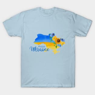 Save Ukraine, design with flower map of Ukraine T-Shirt